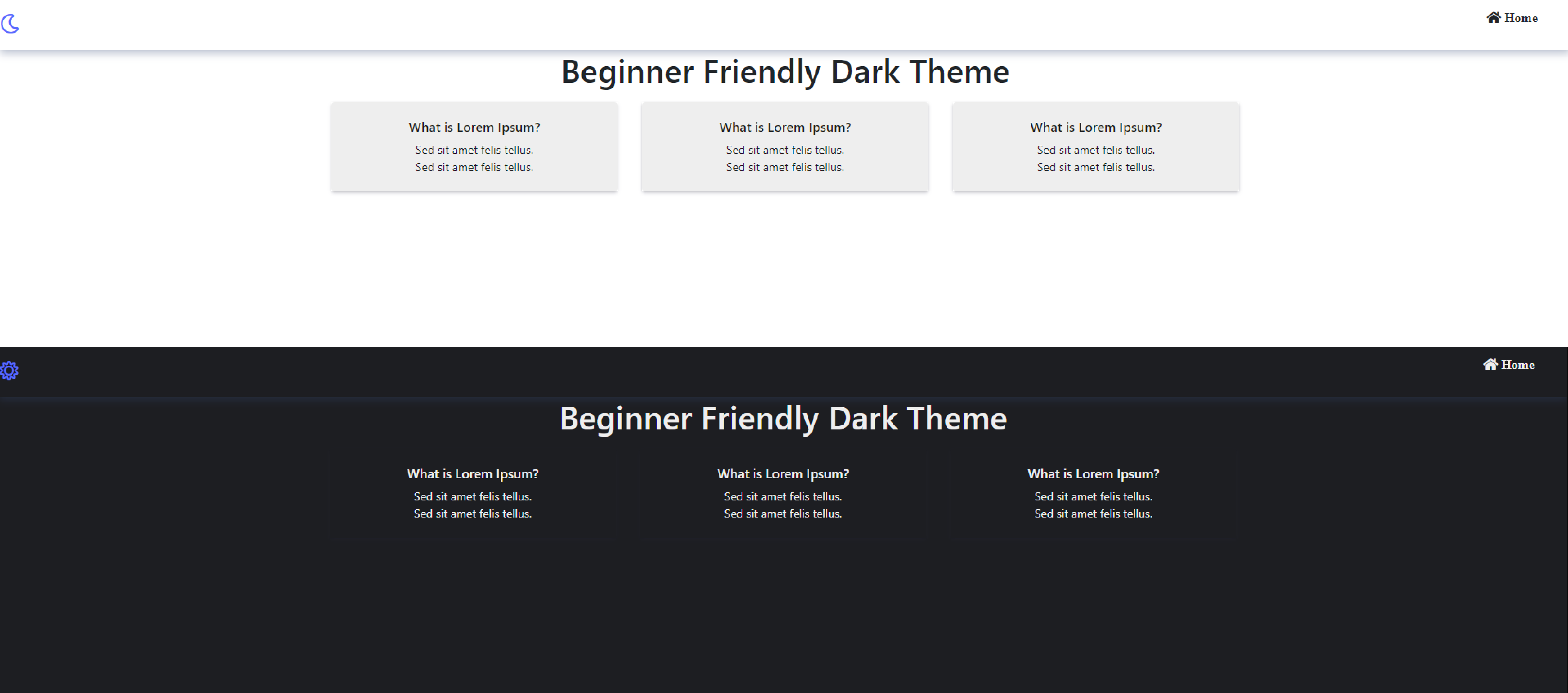 Display of both light and dark theme web pages