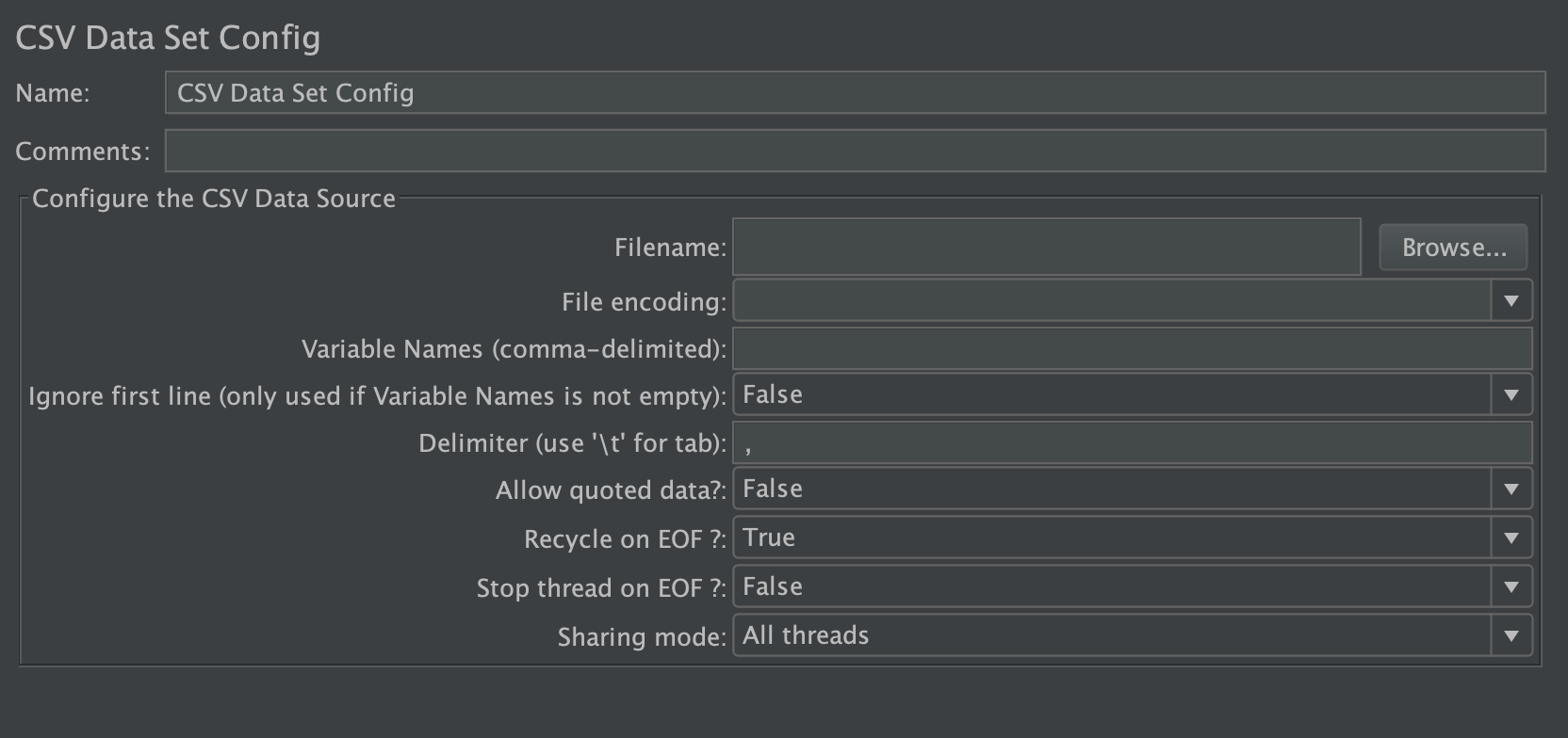 CSV dataset