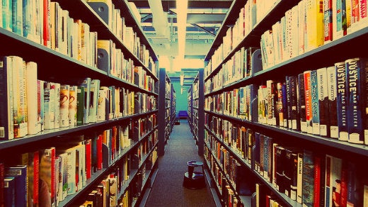 books in a library, stacks