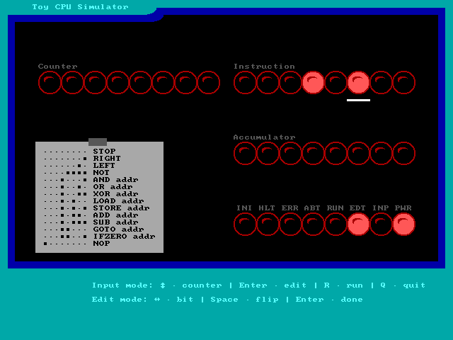 Image of the toy CPU editing screen.