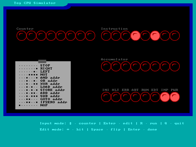 Image of the toy CPU input mode screen.