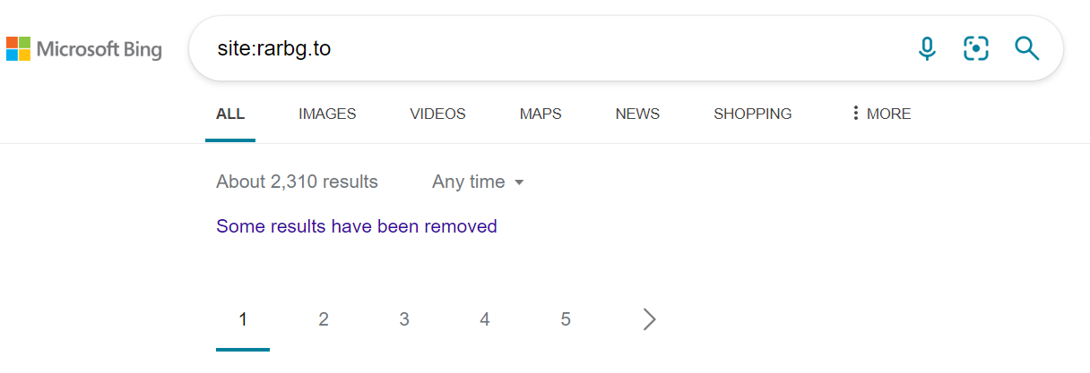 no rarbg.to results in bing